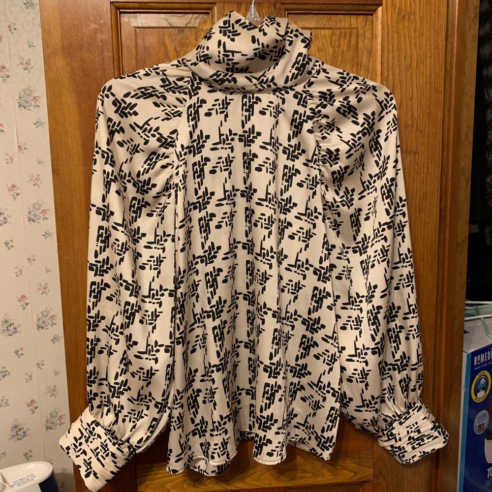 Zara elegant Black and Tan blouse size S